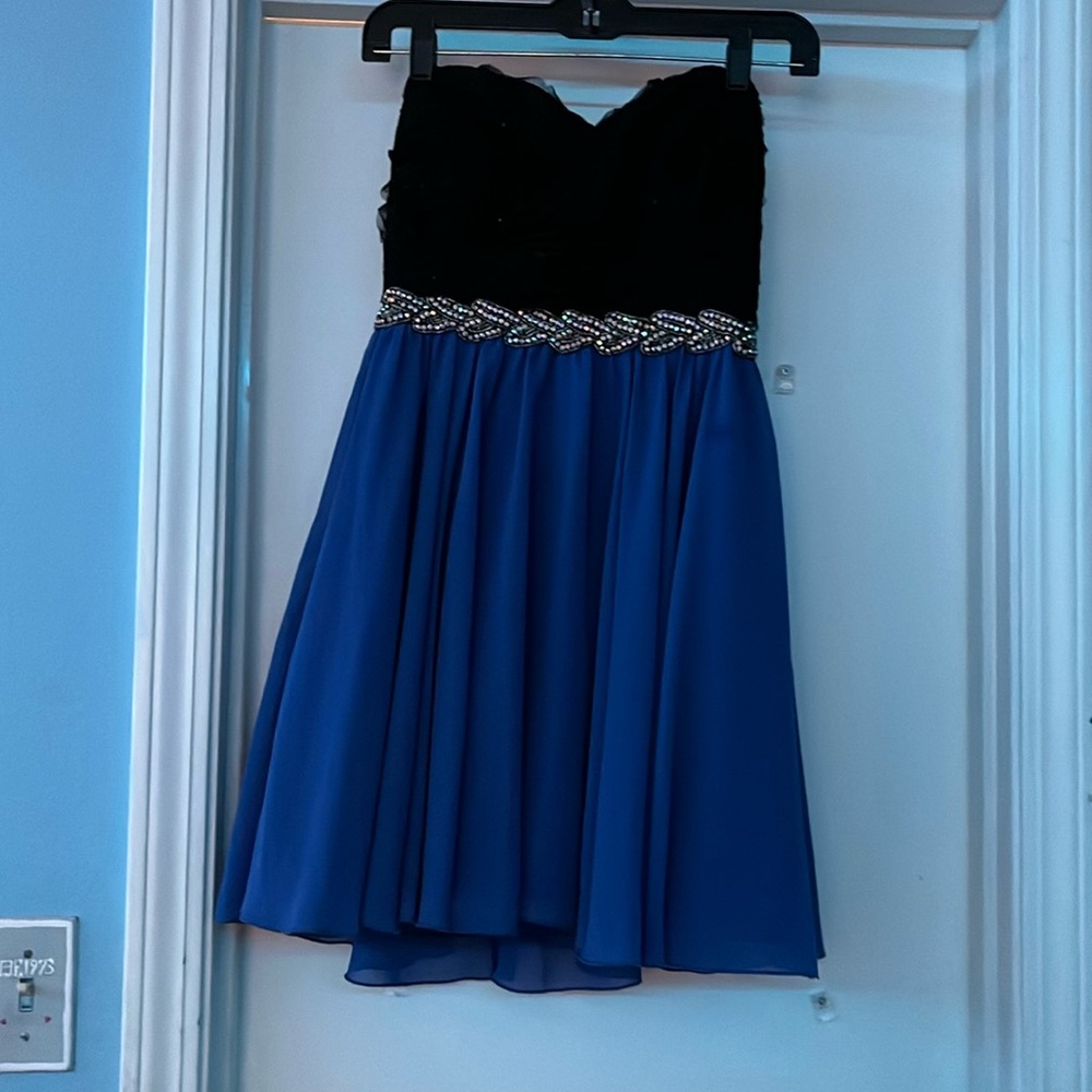 Black, blue and bejeweled homecoming dress!